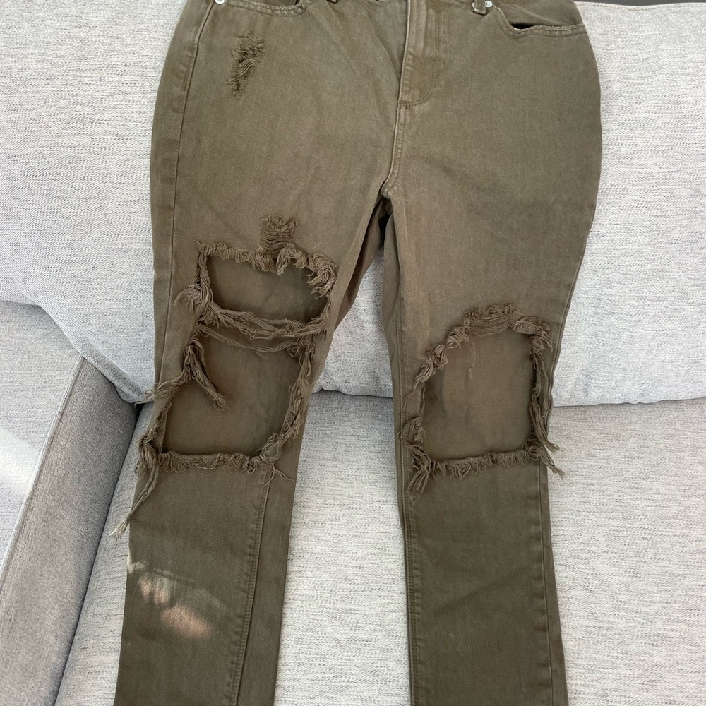 Lucky Brand Green Skinny Distressed Jeans